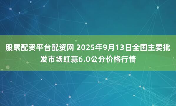 股票配资平台配资网 2025年9月13日全国主要批发市场红蒜6.0公分价格行情