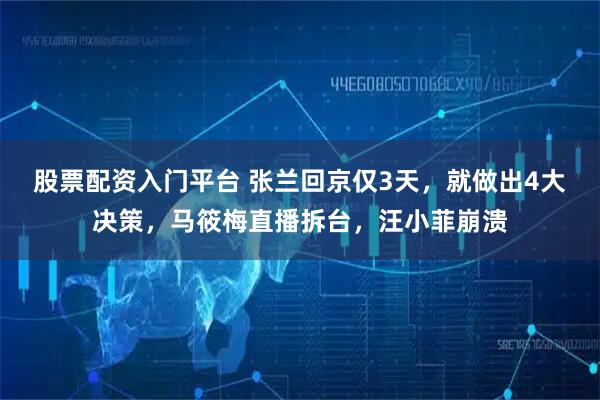 股票配资入门平台 张兰回京仅3天,就做出4大决策,马筱梅直播拆台,汪小菲崩溃