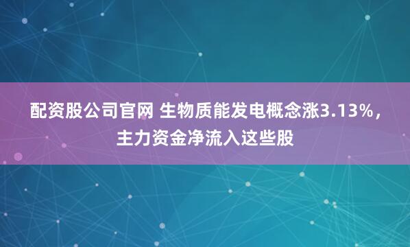 配资股公司官网 生物质能发电概念涨3.13%，主力资金净流入这些股